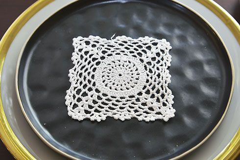 Square 4" Crochet Doilies. White color. (12 pieces.)